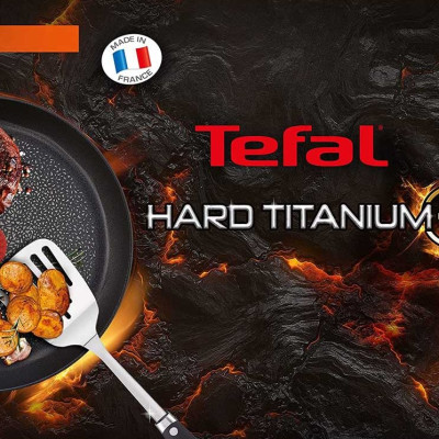 Chảo Sâu Lòng Chống Dính TEFAL G28919 HARD TITANIUM PRO Wokpfanne 28cm, Nhập Khẩu Đức, Phủ Titanium Excellence Bền Gấp 6 Lần Chảo Thường - Hàng Nhập Khẩu