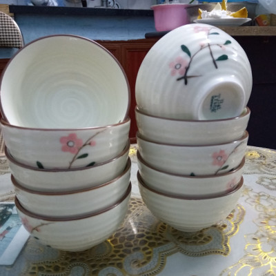 bộ 10 bát ăn cơm vẽ hoa đào Bát Tràng