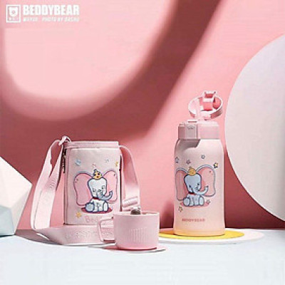 Bình giữ nhiệt Beddybear/ Beddy Bear hình con Voi cho bé trai, bé gái từ 2 tuổi-12 tuổi / mầm non / tiểu học, inox 316