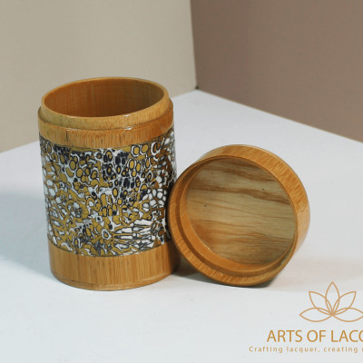 Lọ Tre Sơn Mài Khảm Trai Đen