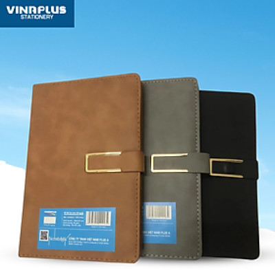 Sổ tay ghi chép 200 Trang A5 VINAPLUS 20022 sổ tay bìa da PU có khóa nam châm tinh tế