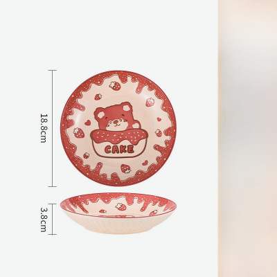 Bán lẻ Bộ Bát Đĩa Thương Hiệu Gosu họa tiết Gấu Cake đáng yêu, chất men sáng bóng