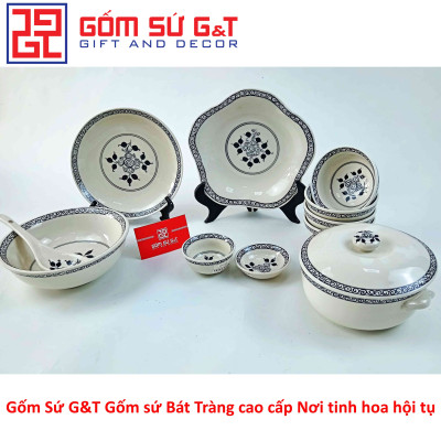 Bộ đồ ăn 4 người vẽ hoa móc Gốm Sứ G&T