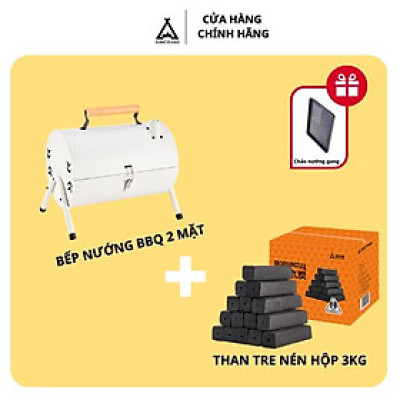Combo Bếp nướng 2 mặt cao cấp kèm than tre nén 3 kg ít khói, an toàn,tiện lợi di chuyển kèm quà tặng