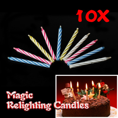 Vỉ 10 Nến Ma Thuật Thổi Không Tắt Cho Sinh Nhật Vui Nhộn, Đèn Cày Ma Thuật Magic Relighting Candle Thổi Không Tắt Troll Sinh Nhật Bạn Bè, Người Thân