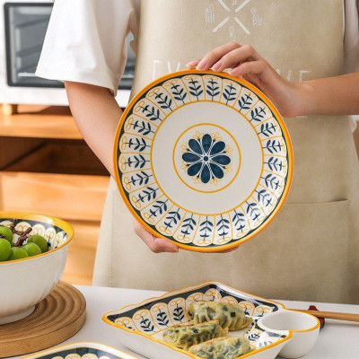 Bộ Bát Đĩa Thổ Cẩm Nordict Thương Hiệu Gosu Men Sáng Mịn Đẹp, Loại 1