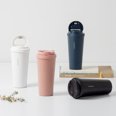 Ly giữ nhiệt LocknLock 550ml màu xanh navy LHC3249NVY - Hàng chính hãng, mở nắp một chạm, chất liệu thép không gỉ miệng ly rộng - JoyMall