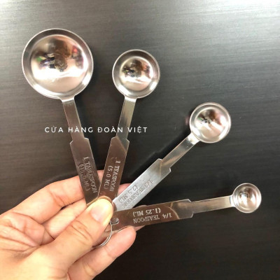Muỗng Đong Định Lượng Inox - Bộ 4 Cây. Chuyên phục vụ Sp Gia dụng, Khuôn làm bánh, Dụng cụ học Sinh, Nhà hàng, Quán ăn,