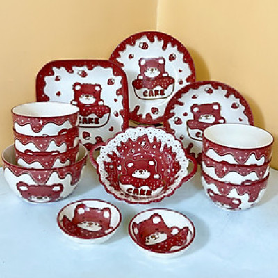 Bộ Bát Đĩa Gosu Họa Tiết Gấu Cake dễ thương