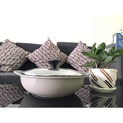 Nồi Lẩu Chảo Sâu Lòng 2 Quai Size 28CM ECORAMIC Chính Hãng