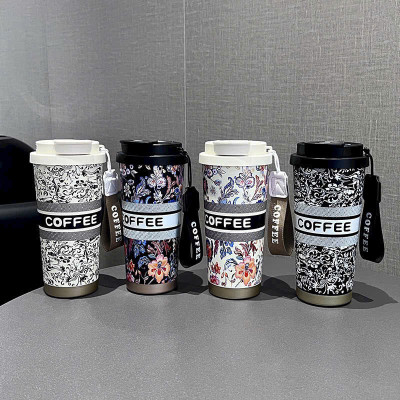 Ly Giữ Nhiệt Họa Tiết Cổ Điển CHAGEE Phong Cách Sang Trọng - 500ml Inox 316, Nắp Chống Tràn, Dây Đeo Tiện Lợi, Ống Hút - HÀNG CHÍNH HÃNG MINIIN