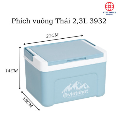 Phích vuông thái 2.3L 3932, Phích mini giữ nhiệt tiện lợi, Phích Đá giữ nhiệt lên đến 8h, Phích Đá Giữ Nhiệt Văn Phòng Việt Nhật cao cấp - Hàng Việt Nam