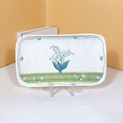 Bộ Bát Đĩa Thương Hiệu Gosu Họa Tiết Hoa Linh Lan, Tráng Men Cao Cấp - Chịu Nhiệt Cao