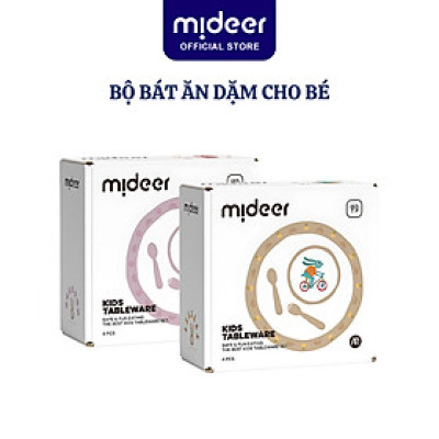 Bộ bát ăn dặm cho bé, chén sứ ăn dặm cho bé kèm thìa dĩa Mideer Kids Tableware