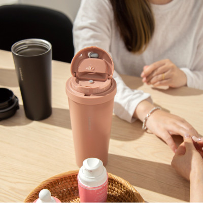 Ly Giữ Nhiệt Lock&Lock Energetic One Touch Tumbler LHC3249 (550ml) - Hàng Chính Hãng, Bằng Thép Không Gỉ Inox 316L, Nắp Mở Một Chạm, Tặng Ống Hút Và Cọ Rửa