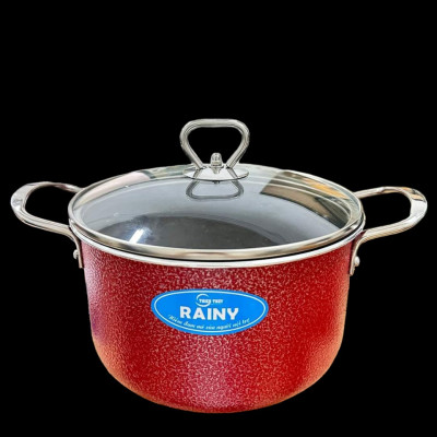 Nồi Nhóm Chống Dính Vân Đá  RAINY Nắp Kính  20cm- Hàng Chính Hãng