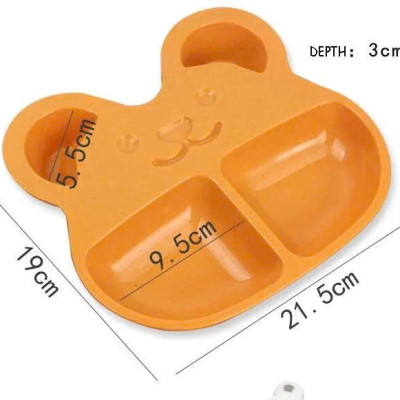 Bộ Khay Ăn Dặm Cho Bé 2 Ngăn Hình Gấu (kèm Muỗng, Nĩa) - hàng cao cấp