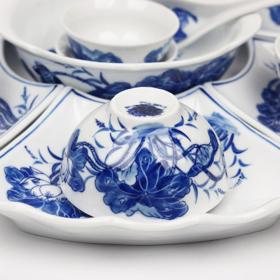 Bộ đồ ăn hoa mặt trời Bát Tràng men khử - Khử chì và kim loại nặng - Hoa sen