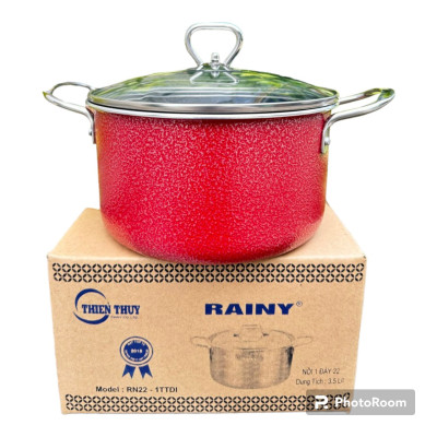 Nồi Nhóm Chống Dính Vân Đá  RAINY Nắp Kính  20cm- Hàng Chính Hãng