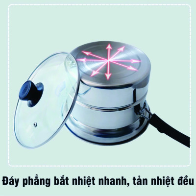 [Hàng Chính Hãng]Nồi Chiên Ngập Dầu Kết Hợp Hấp Đa năng, Có Xửng Hấp Và Khay Chiên, Nồi Hấp Lòng Inox 3 Lớp Chống Ăn Mòn