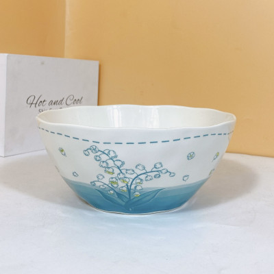 Bộ Bát Đĩa Thương Hiệu Gosu Họa Tiết Hoa Linh Lan, Tráng Men Cao Cấp - Chịu Nhiệt Cao