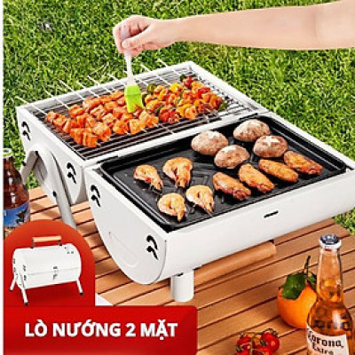 Lò nướng 2 mặt cao cấp Suncojia tặng dụng cụ hỗ trợ, giá nướng, vỉ nướng, có thể gấp gọn và di động
