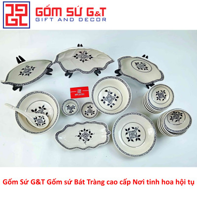 Bộ đồ ăn 10 người vẽ hoa móc set 2 Gốm Sứ G&T