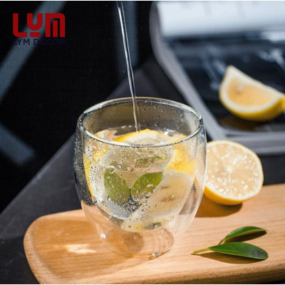 (SẴN) Combo 1 bình bầu 1.6L + 2 cốc 2 lớp 250ml, bộ bình cốc thủy tinh cao cấp, bình thủy tinh chịu nhiệt k chì