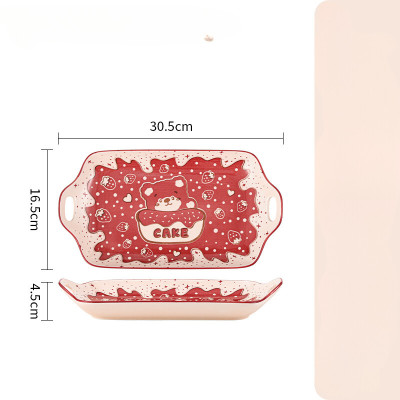 Bán lẻ Bộ Bát Đĩa Thương Hiệu Gosu họa tiết Gấu Cake đáng yêu, chất men sáng bóng