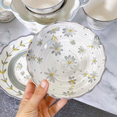 Bát Đĩa, Chén Bát Thương Hiệu Gosu Họa Tiết Hoa Cúc Họa mi, Men Sáng Đẹp