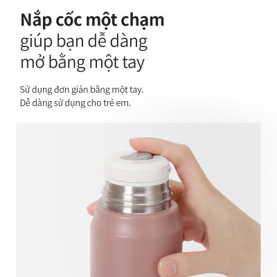 Bình giữ nhiệt Lock&Lock 505ml Maman Cup Vacuum Bottle Màu Xám LHC1487GRY - Hàng chính hãng, nắp dùng làm cốc nước uống - JoyMall