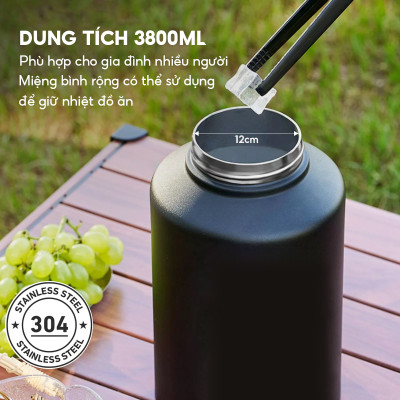Bình giữ nhiệt Lebenlang LBL3028, phích giữ nhiệt dung tích lớn 3800ml, inox 304 - hàng chính hãng
