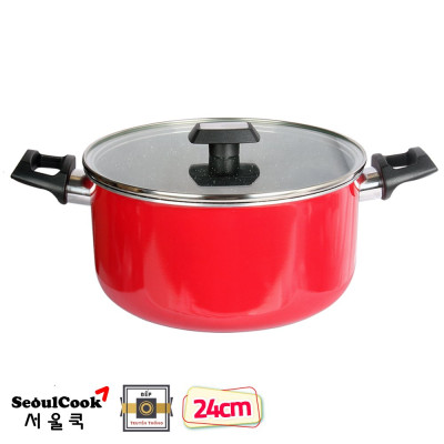 Tặng cặp nhấc nồi cao cấp- Combo 2 món, nồi chống dính vân đá Kimscook size 24 cm và Chảo đúc chống dính vân đá Ecoramic sâu lòng 26 cm, dùng được mọi loại bếp( trừ bếp từ)