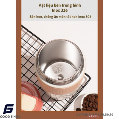 Ly Giữ Nhiệt Có Ống Hút Inox 316 FG Good Finish | Bình Giữ Nhiệt Dung Tích 450ml Giữ Nhiệt 6 Giờ
