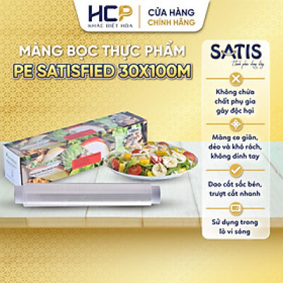 Combo 2 Hộp Màng Bọc Thực Phẩm PE SATIS 30cm x 100m Không Chứa Chất Phụ Gia Gây Hại Sức Khỏe Dùng Được Cho Lò Vi Sóng