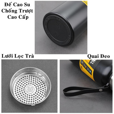 Bộ Bình Nước Giữ Nhiệt Cute 1000-1500ml Inox Giữ Nhiệt Nóng Lạnh 8-12 Tiếng Có Nắp Uống, Lưới Lọc Trà Hãng miDoctor