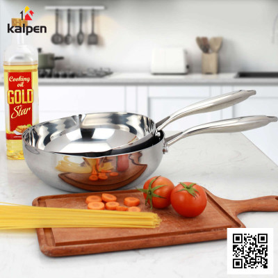 Chảo sâu lòng Inox 304 đúc liền khối 3 lớp miệng rót Kalpen Zenger 28cm, bảo hành 5 năm