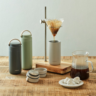 Bình giữ nhiệt Lock&Lock 475ml Metro Two Way màu trắng LHC4274WHT, Hàng chính hãng, có quai xách, đế silicone chống trượt - JoyMall