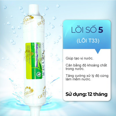 Lõi lọc nước số 4 máy NANO, Lõi T33 Nano Geyser, Dùng cho các dòng máy lọc nước NANO, Geyser Eco, Ecotar, TK - Hàng Chính Hãng