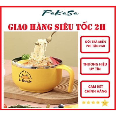 Ca Ăn Mì , Ca Đựng Cháo Giữ Nhiệt, Tô khuấy Bột Ăn Dặm Cho Bé Hình Vịt Vàng Đáng Yêu - Chính Hãng 