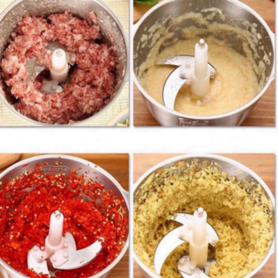 Máy Xay Thịt Đa Năng Cối INOX 304 2L Công Suất 250W, 4 Lưỡi Dao Xay Thịt Cá, Rau Củ, Xay Sinh Tố