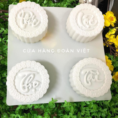 (COMBO 4 KHUÔN) Khuôn Nhấn Xôi, Khuôn Xôi, Khuôn Rau Câu Hình PHÚC LỘC THỌ TÀI 9 cm - Khuôn Nhựa, Sắc Nét. Chuyên phục v