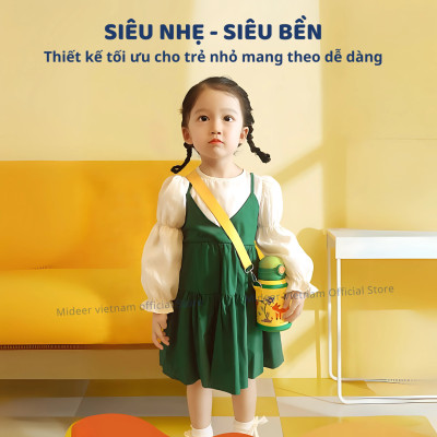 Bình nước giữ nhiệt cho bé có ống hút, quai đeo đi học Mideer Vacuum Insulated Bottle