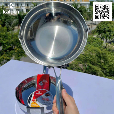Chảo sâu lòng Inox 304 đúc liền khối 3 lớp miệng rót Kalpen Zenger 28cm, bảo hành 5 năm