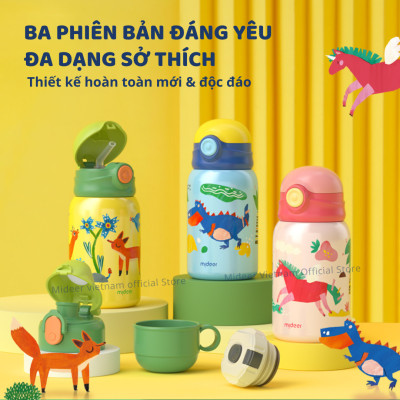 Bình nước giữ nhiệt cho bé có ống hút, quai đeo đi học Mideer Vacuum Insulated Bottle