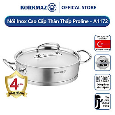 Nồi inox 18/10 thân thấp Korkmaz Proline 3.1 lít - 24x7 cm