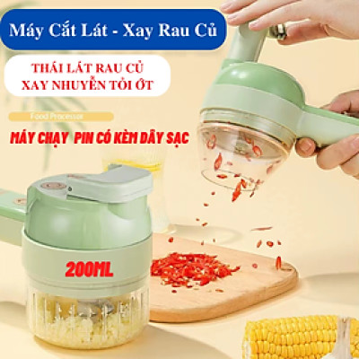 Máy Cắt Lát Xay Rau Củ Cầm Tay Cao Cấp 2in1 - Máy Thái Rau Củ Đa Năng - Máy Xay Tỏi Ớt - Máy Thái Lát Rau Củ Thực Phẩm Máy Xay Cầm Tay Sạc Điện