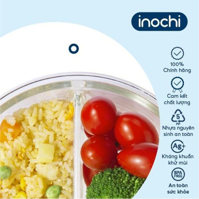 Hộp Cơm Thủy Tinh 2/3 ngăn, Hộp Thủy Tinh Đựng Thức Ăn NIKKO Tiêu Chuẩn Nhật Bản - Chính hãng inochi (Tặng kèm khăn lau tay đa năng pakasa)