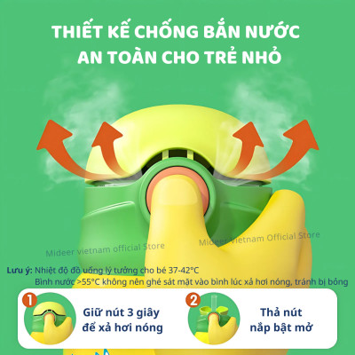 Bình nước giữ nhiệt cho bé có ống hút, quai đeo đi học Mideer Vacuum Insulated Bottle