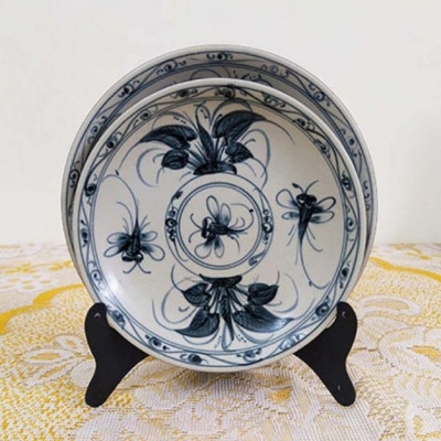 Bộ chén dĩa ( bộ bàn ăn) men rạn vẽ chuồn khoai gốm Gia Hưng Bát Tràng